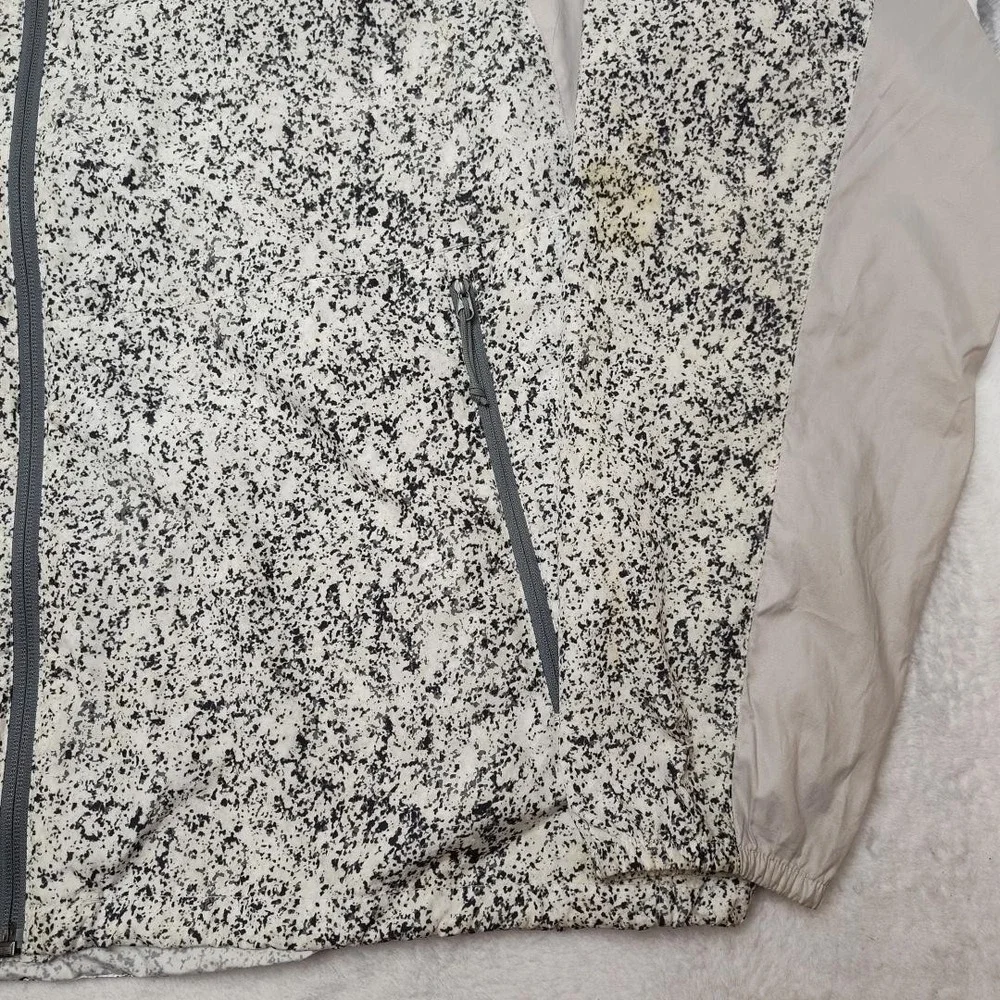 North Face Windbreaker‎ Mens XL White Flecked Hooded Full Zip Lightweight Jacket
